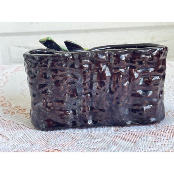 Vintage 1950s Ceramic Planter Bird Baby BIrds Nest Flowers - Picture 10 of 10